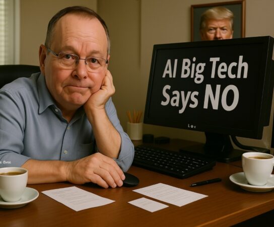 AI-generated deepfake of Tony de Bree - AI Big Tech Says No - ©2025, Tony de Bree-kl